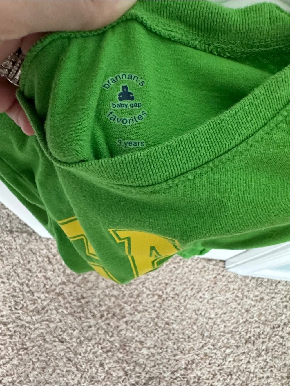 GAP Bright Green Long-Sleeve Tee with Yellow Logo & Tractor